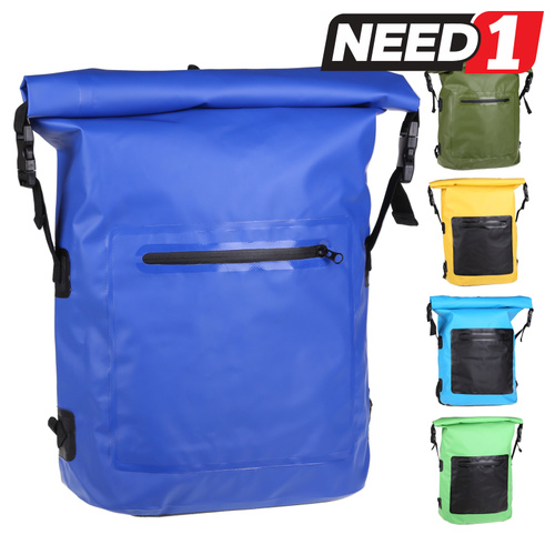 Waterproof Backpack Dry Bag 20L - Blue/Light Blue/Green/Light Green/Yellow