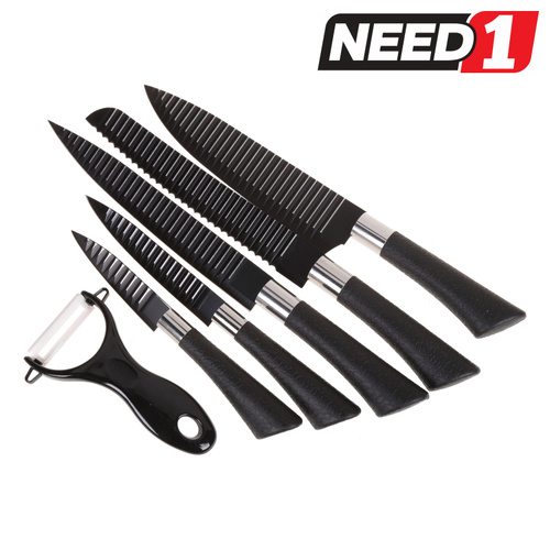 6pcs Kitchen Knife Set with Non-Stick Coating
