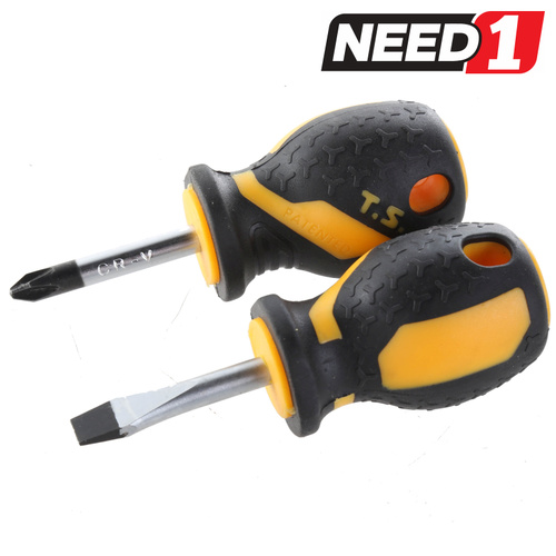 2pc Stubby Screwdriver Set