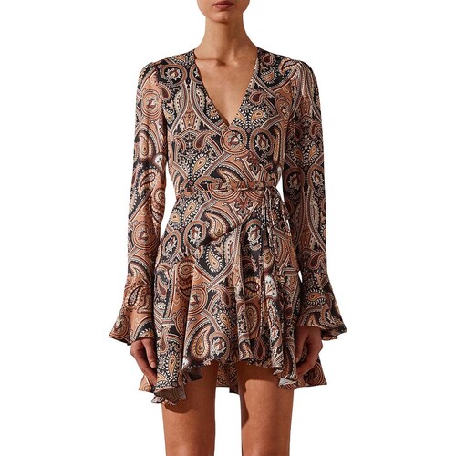 Henrix Frill Cuff Wrap Mini Dress
