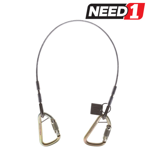 Wire Rope Anchor Line + 2x Triple-Lock Karabiners