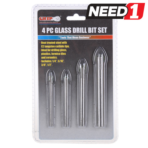 4pc Glass Drill Bit Set