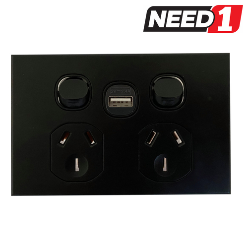 Double Powerpoint with USB A Socket