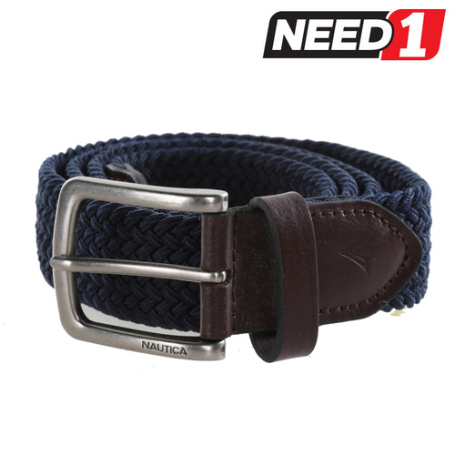 Men's Handcrafted Woven Stretch Belt, Navy