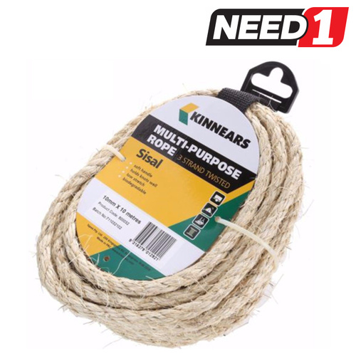 3-Strand Twisted Multi-Purpose Rope - 10m x 10mm