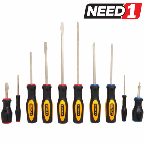 10pc Standard Fluted Screwdriver Set