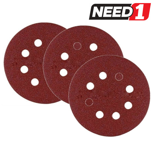 20 Packs of 5 Abrasive Disc with Holes & "Hook & Loop Backing". P30 - P150 Grit