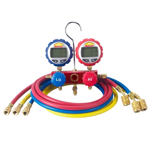 2-Way Aluminium Manifold Digital Gauge Set with Hoses