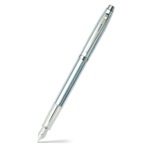 Brushed Chrome Nickel Trim Fountain Pen - Medium Nib