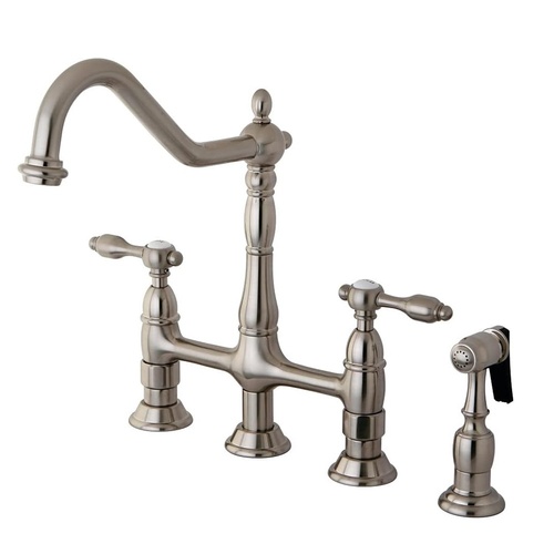 Tudor 8 Inch Center Kitchen Faucet With Brass Sprayer