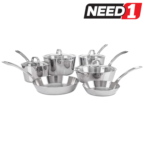10pc Contemporary Stainless Steel Cookware Set