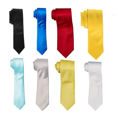 Men's Satin Solid Tie with Matching Pocket Square