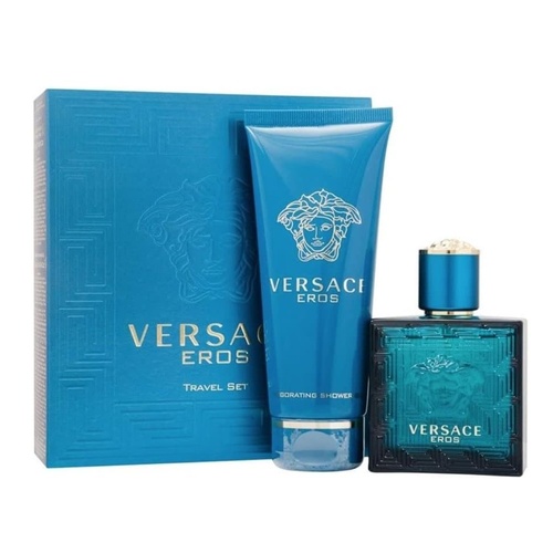 2pcs x Men's Eros by Versace Travel Set - 50ml EDT Spray & 100ml Shower Gel