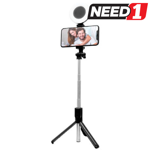 3-in-1 Selfie Stick and Tripod with Detachable Bluetooth Remote And Dimmable Light