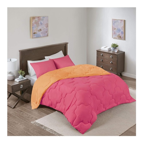 3pcs Vixie Reversible Comforter Casual Geometric Quilted Cover Set