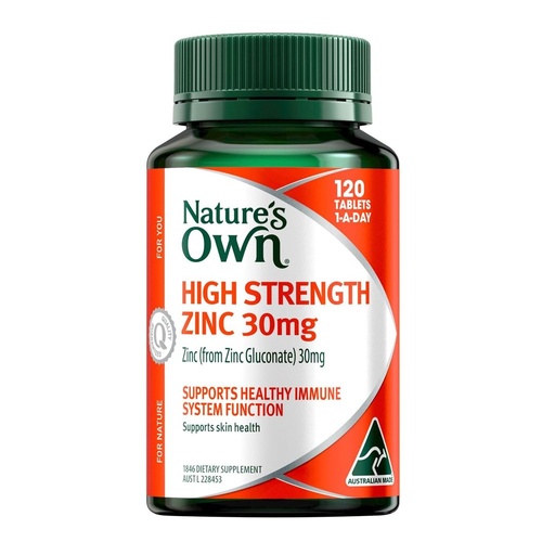 30mg High Strength Zinc 120 Tablets for Immune Supports & Healthy Skin