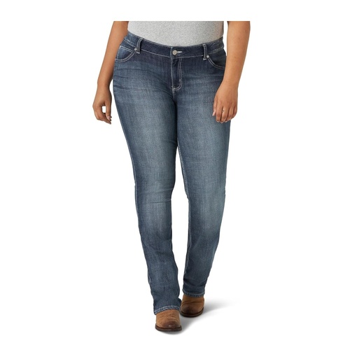 Women's Western Plus Size Mid Rise Stretch Straight Leg Jeans