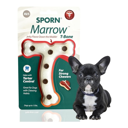 2 x Extra Small Jerky Flavour Marrow Chew T-Bone Dog's Toy