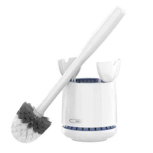 2 x Premium Toilet Brush and Holder with Solid Handle and Durable Bristles