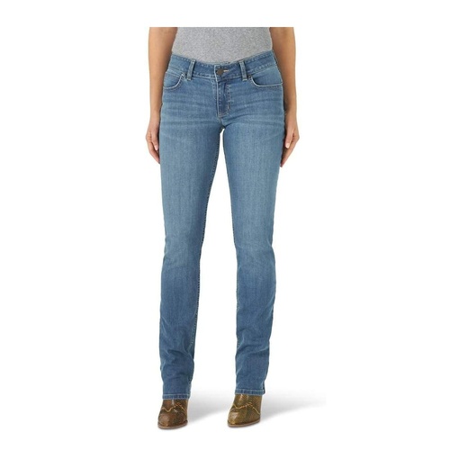 Women's Western Mid Rise Stretch Straight Leg Jeans