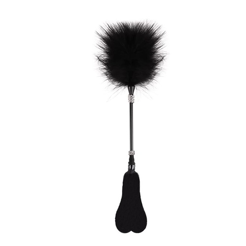 Double Head Leather Horse Riding Crop With Feather Faux Whip
