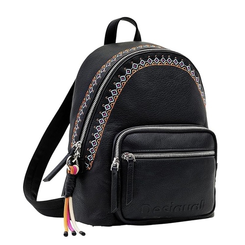 Women's Small Embroidered Backpack with Multiple Pockets and Logo Detailing
