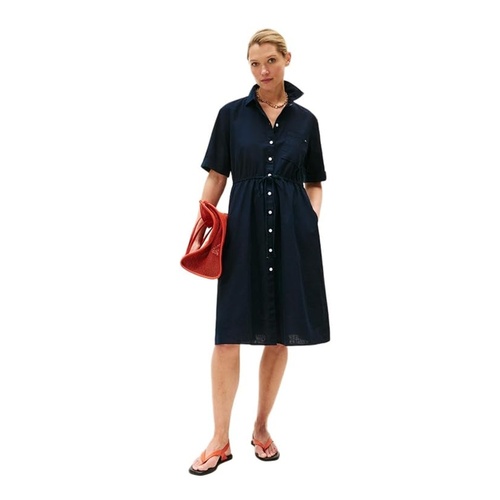 Women's Linen-Cotton Blend Midi Shirtdress