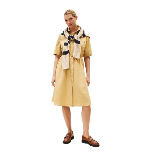 Women's Linen-Cotton Blend Midi Shirtdress