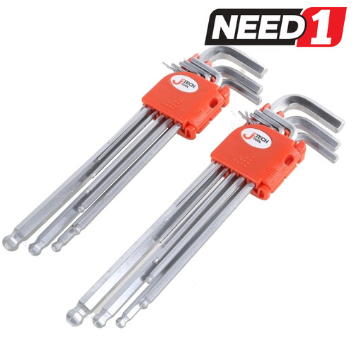 9pc Extra Long Hex Key - Silver Finish