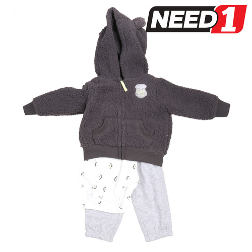 3pc Boy's 'Handsome Like Daddy' Clothing Set: Hooded Jacket, Long Pants & Bodysuit