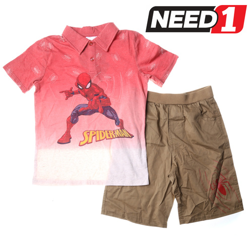 Boy's 2pc Spiderman Clothing Set, Comprising: Polo Shirt & Shorts