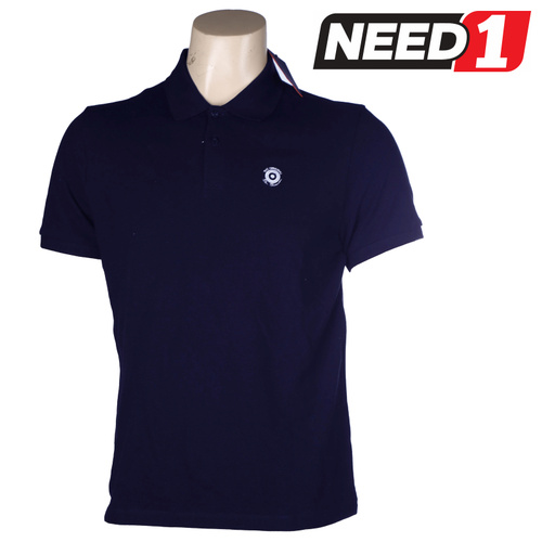 Men's Basic Script Polo Shirt, 100% Cotton, Navy