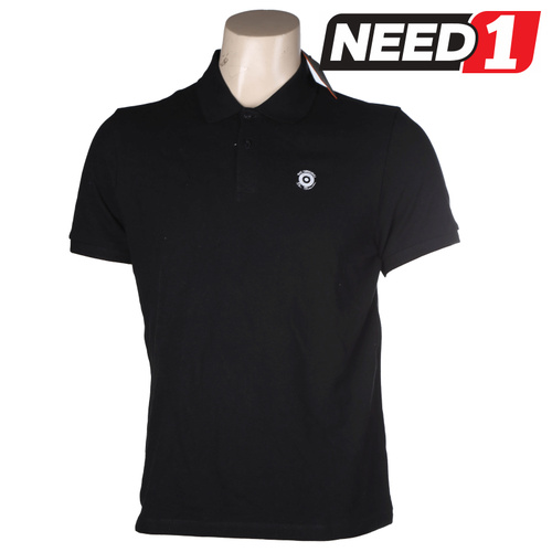 Men's Basic Script Polo Shirt, 100% Cotton, Black