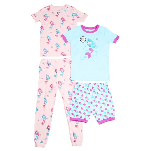 4pc Girl's Pyjama Set: 2 Tees, Pants & Shorts