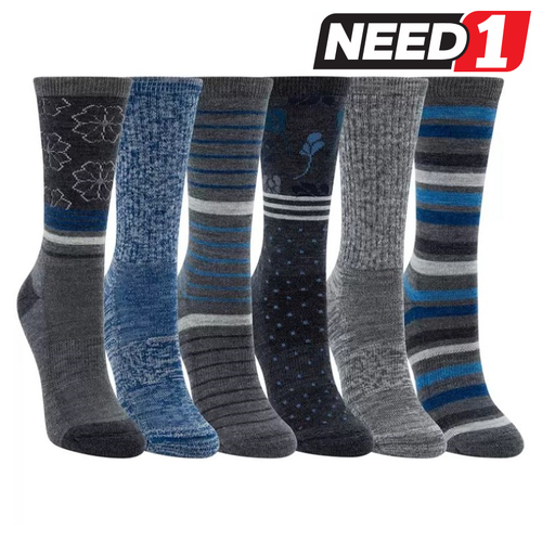 6 Pairs Women's Trail Socks with Merino Wool Blend