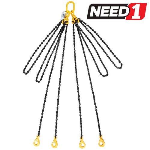4 Leg Lifting Chain Sling with Clevis Self Locking Hook and Shorteners