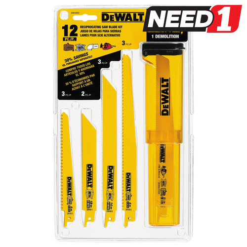 12pc Bi-Metal Reciprocating Saw Blade Set with Telescoping Case