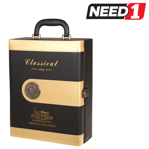 Twin Bottle Wine Box with Carry Handle & Accessories