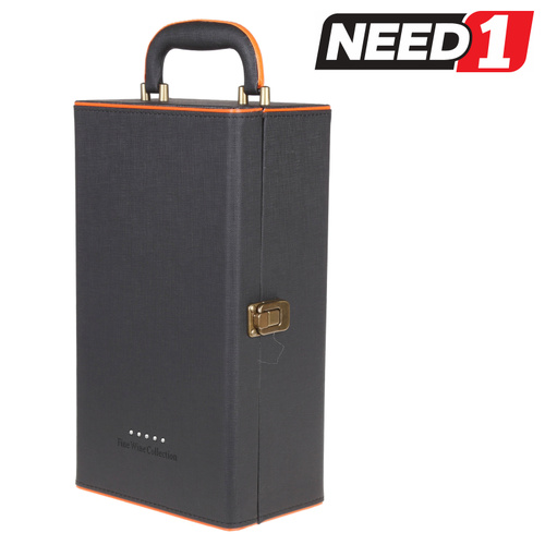 Twin Bottle Wine Box with Accessories & Carry Handle