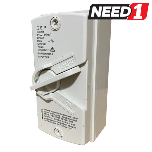 2 Pole Weatherproof Isolator Switch 35Amp