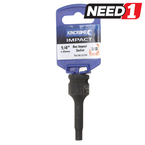 3/8" Drive Hex Impact Socket - 1/4" x 60mm