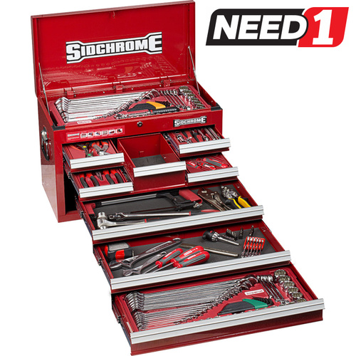 SIDCHROME 192pc METRIC/AF Tool Kit with 8Drawer Heavy Duty Tool Chest