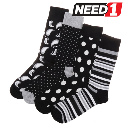 Pack of 4 x Men's Socks - Size: 41-46 - 85% Cotton