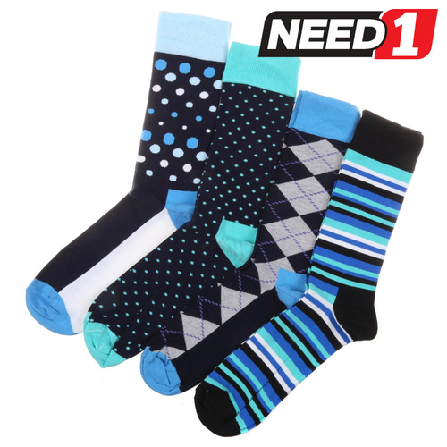 Pack of 4 x Men's Socks - Size: 41-46 - 85% Cotton