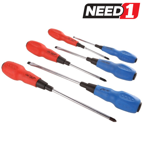 6pc Screwdriver Set With Soft Grip Handles