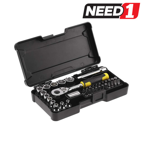 37pc Compact 1/4" Drive Socket and Bit Set