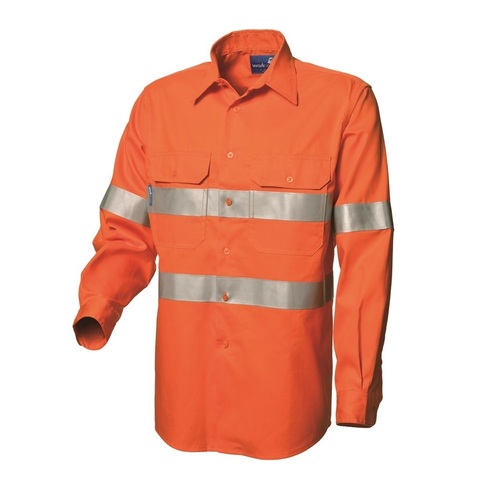 Men's Hi-Vis Button-Up Shirt with Reflective Tape