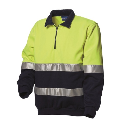 Men's Poly Fleece Zip Long Sleeves Jumper with Reflective Tape