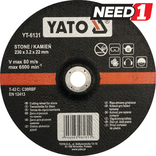 5 x Stone Cutting Discs 230 x 3.2 x 22mm