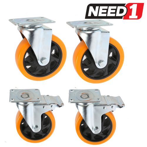 4 x Swivel Castor Wheels | Two with Brakes